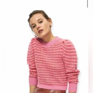 Aritzia Pink Textured Crew Neck Sweater
